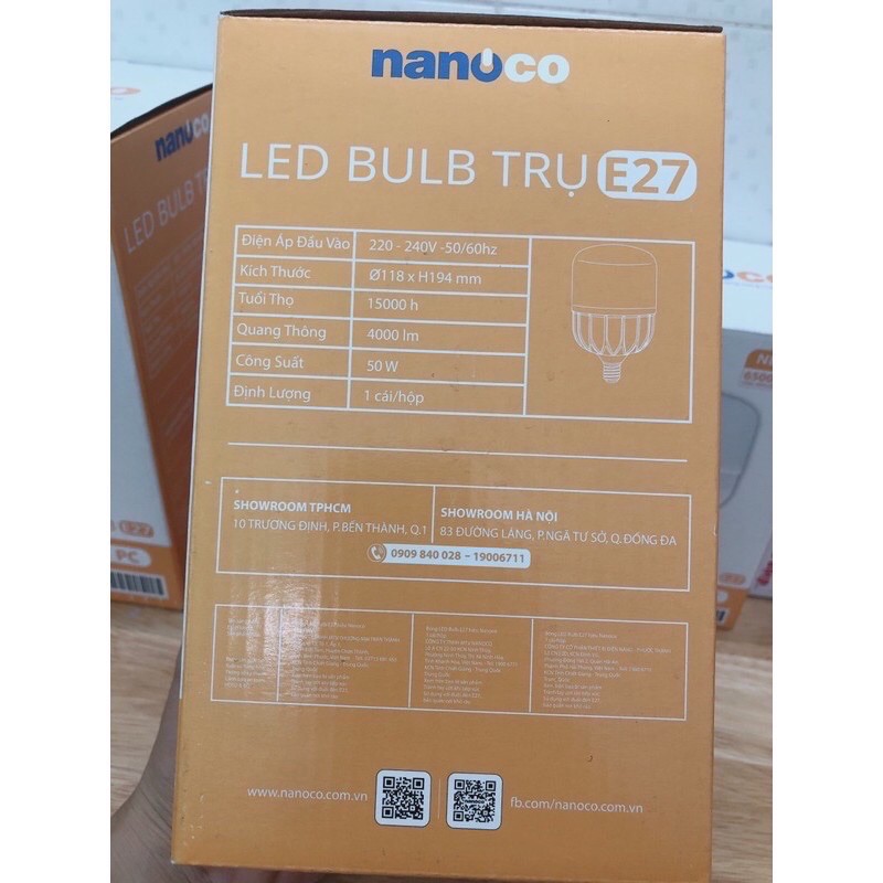 bóng led BULB trụ 50w nanoco