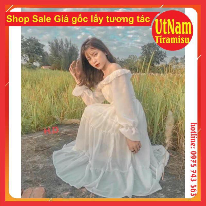 Váy Tiểu Thư Trắng Trễ Vai Hoặc Cổ Vuông Vintage ❤ Đầm Xòe 2 Lớp có lót trong Mặc Nhiều Kiểu giá rẻ👗 Maxi dáng dài | BigBuy360 - bigbuy360.vn