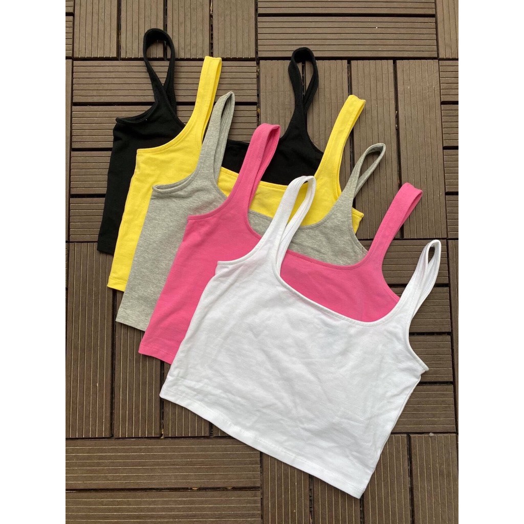 Quần F21 High-Rise Biker Shorts - Áo F21 Cotton-Blend Cropped Tank Top