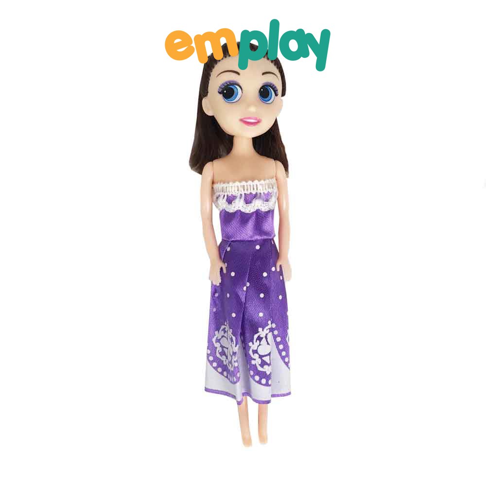 Đồ chơi búp bê váy tím Emplay cho bé gái, búp bê thời trang, hình dáng đáng yêu, chất liệu nhựa nguyên sinh cao cấp