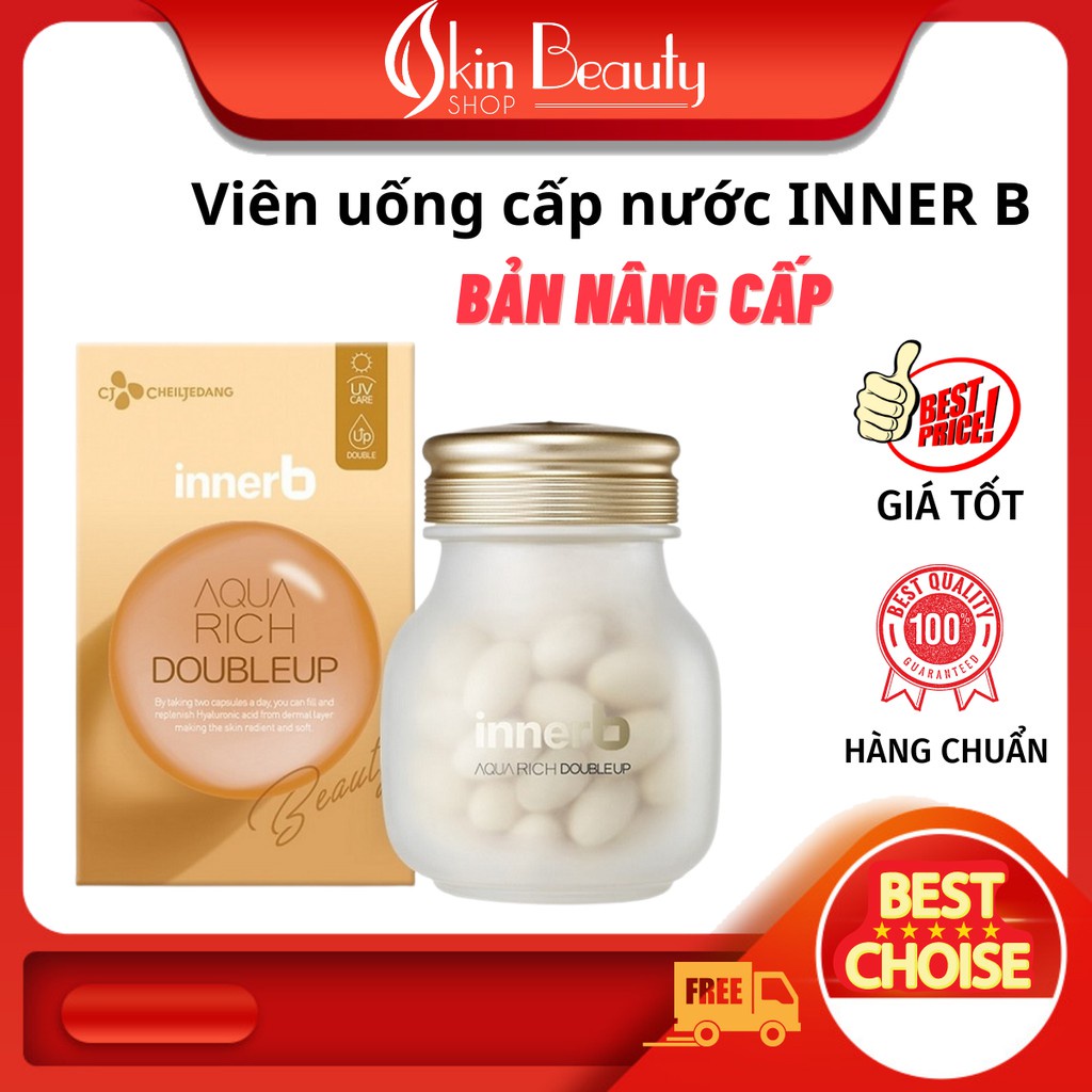 Viên uống cấp nước INNERB AQUA RICH DOUBLEUP Cấp ẩm, dưỡng da sáng mịn từ Axit Hyaluronic Hộp 70 viên