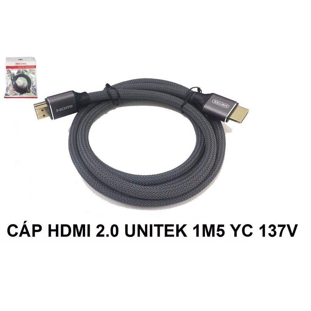 [Mã ELFLASH5 giảm 20K đơn 50K] Cáp HDMI cáp màn hình TV 2 đầu HDMI 2.0 UNITEK 1.5m YC 137V , 3m YC 139V , 5m YC 140V