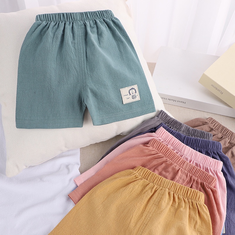SANITKUN Quần short cotton màu sắc trơn thoáng khí phong cách Hàn Quốc thời trang mùa hè cho bé