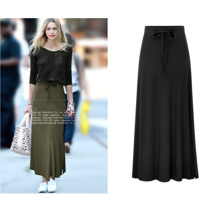 Chân Váy Maxi Dài Màu Trơn Thời Trang Thu Đông Cho Nữ Size L-4Xl | BigBuy360 - bigbuy360.vn