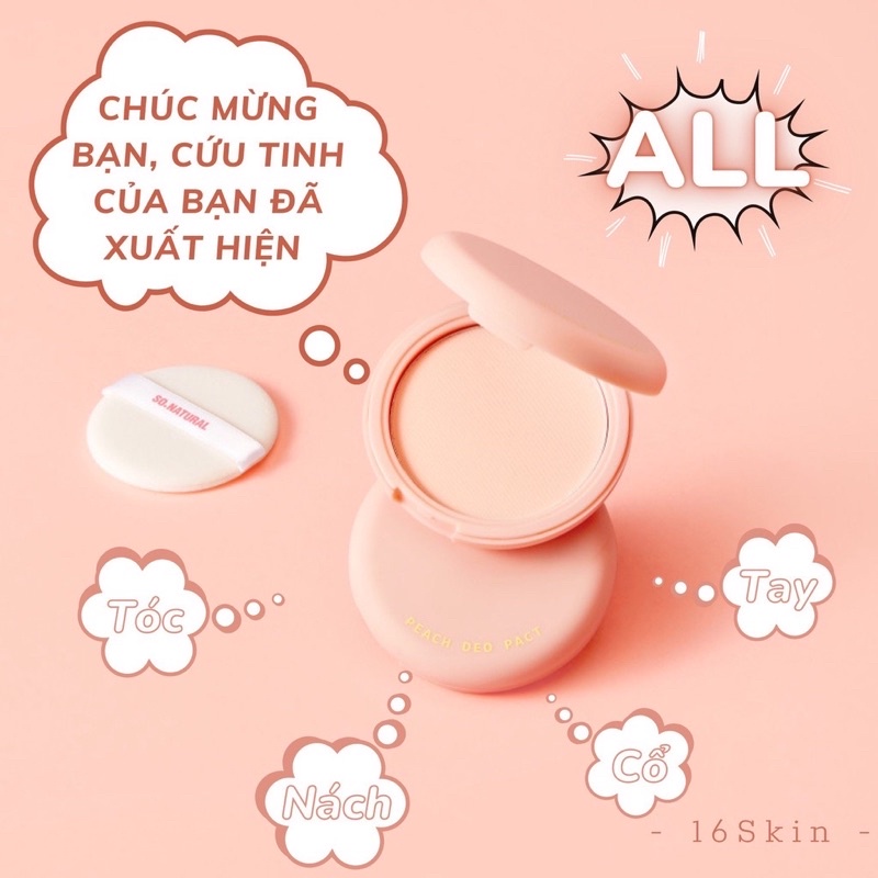 [Tặng mặt nạ] Phấn nách hỗ trợ giảm thâm, làm sáng da, lưu hương đào Peach Deo Pact So Natural 10gram