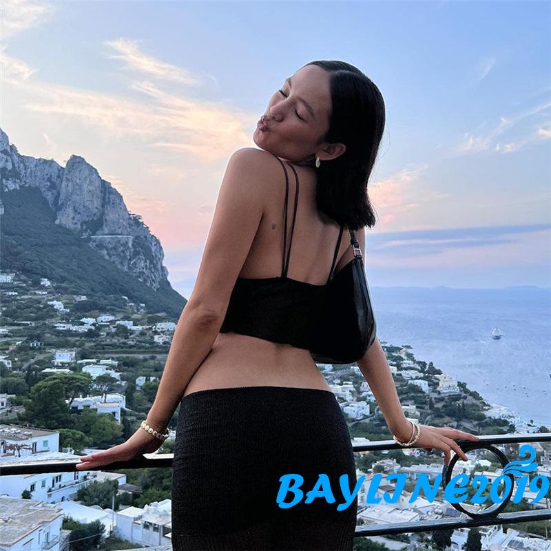 Áo ngắn không tay màu trơn thiết kế dây chéo thời trang cho nữ