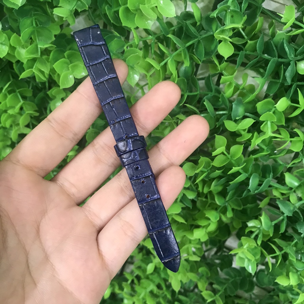 Dây da đồng hồ nữ da cá sấu mầu xanh cao cấp da bò đủ size12m/14m/16m/18m/20m/22m