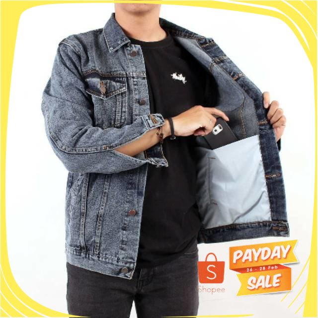 Áo Khoác DENIM Casul Road Prop TOP / Áo Khoác Jean Sandwash senwos Xám Đen Dày Phong Cách Hàn Quốc Mới Nhất Dành Cho Bạn Nam