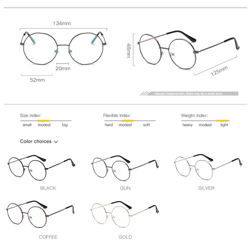 Kính Mắt Gọng Kim Loại Tròn Thời Trang Dành Cho Nam Và Nữ