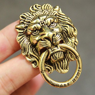Giá Đỡ Điện Thoại Dạng Nhẫn Xoay 360 Độ Bằng Đồng Hình Đầu Sư Tử Phong Cách Retro Cho Iphone Huawei