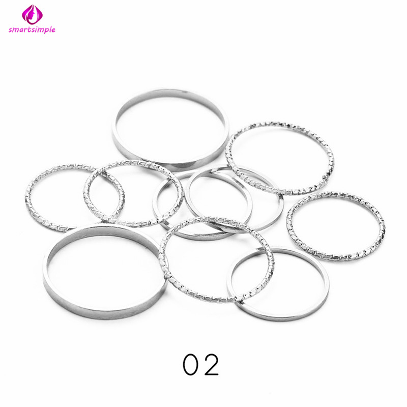 Bộ 10 nhẫn hợp kim phong cách vintage cho nữ