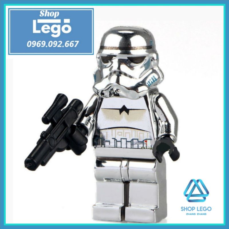 Xếp hình Imperial Stormtrooper mạ Crom bóng trong Star Wars Chiến tranh giữa các vì sao Lego Minifigures POGO PG801