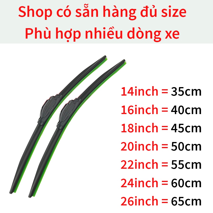 [KHUNG MỀM] Gạt mưa ô tô lưỡi silicon cao cấp, thanh gạt nước mưa oto xe hơi không xương đa năng