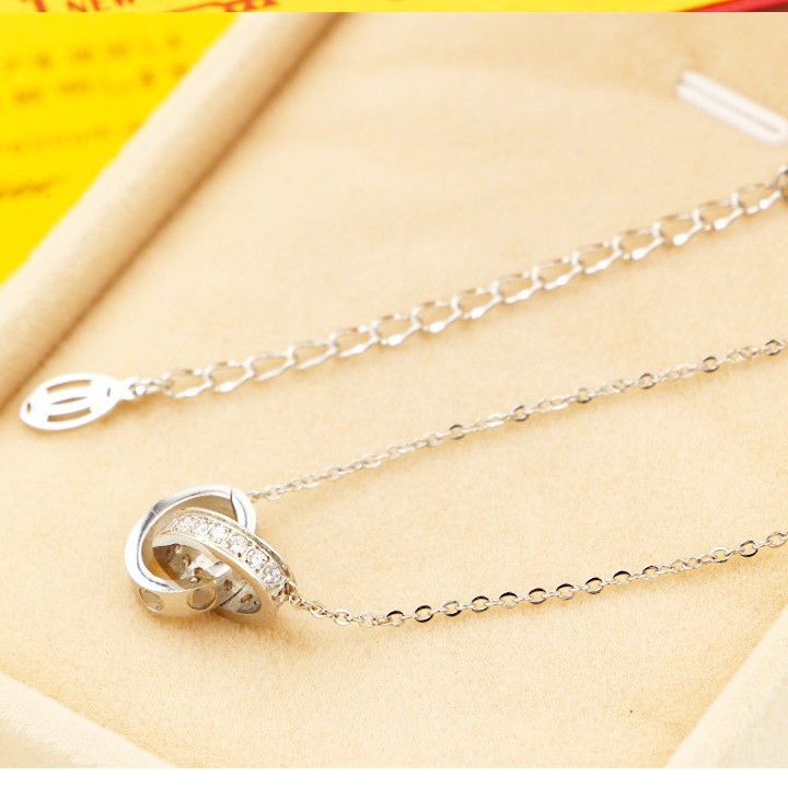 Dây Chuyền 2 Khoen Lồng Nhau Titan Ko Đen TT 1816