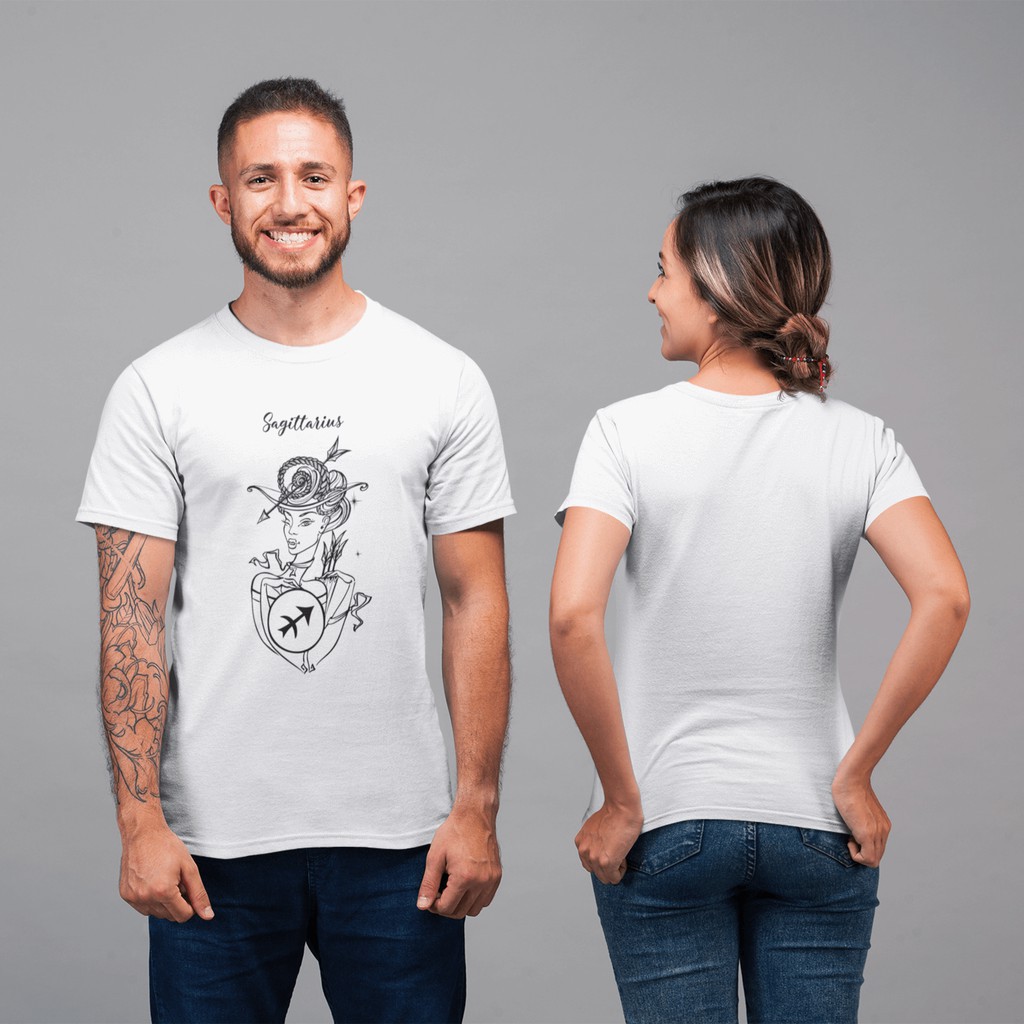 Sagittarius - Cung Nhân Mã - Áo Thun In UniSex Cao Cấp 12 Cung Hoàng Đạo T-shirt Siêu Đẹp - Trắng Đen Xám