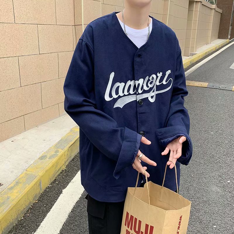 Áo thun tay dài cổ tròn in chữ đơn giản thoải mái dành cho nam