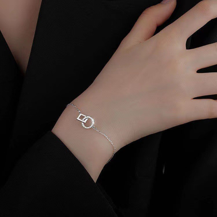 Vòng Đeo Tay Khóa Tròn Đính Kim Cương Đơn Giản Thời Trang Phong Cách Hàn Quốc