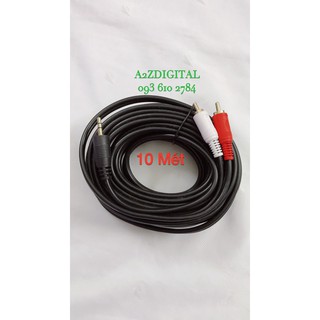 DÂY LOA CHUYỂN TỪ JACK CẮM 3.5mm SANG 2 JACK BÔNG SEN _ RCA DÀI 10 Mét