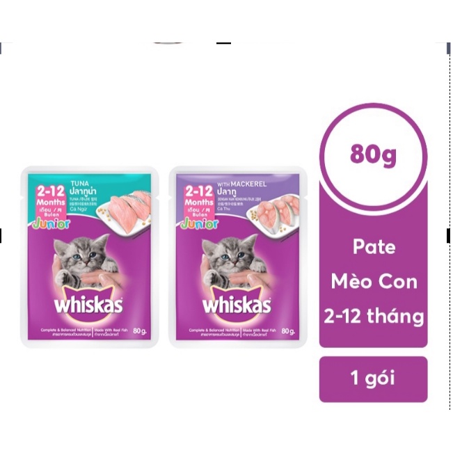 Pate Whiskas cho mèo 85gr nhiều vị