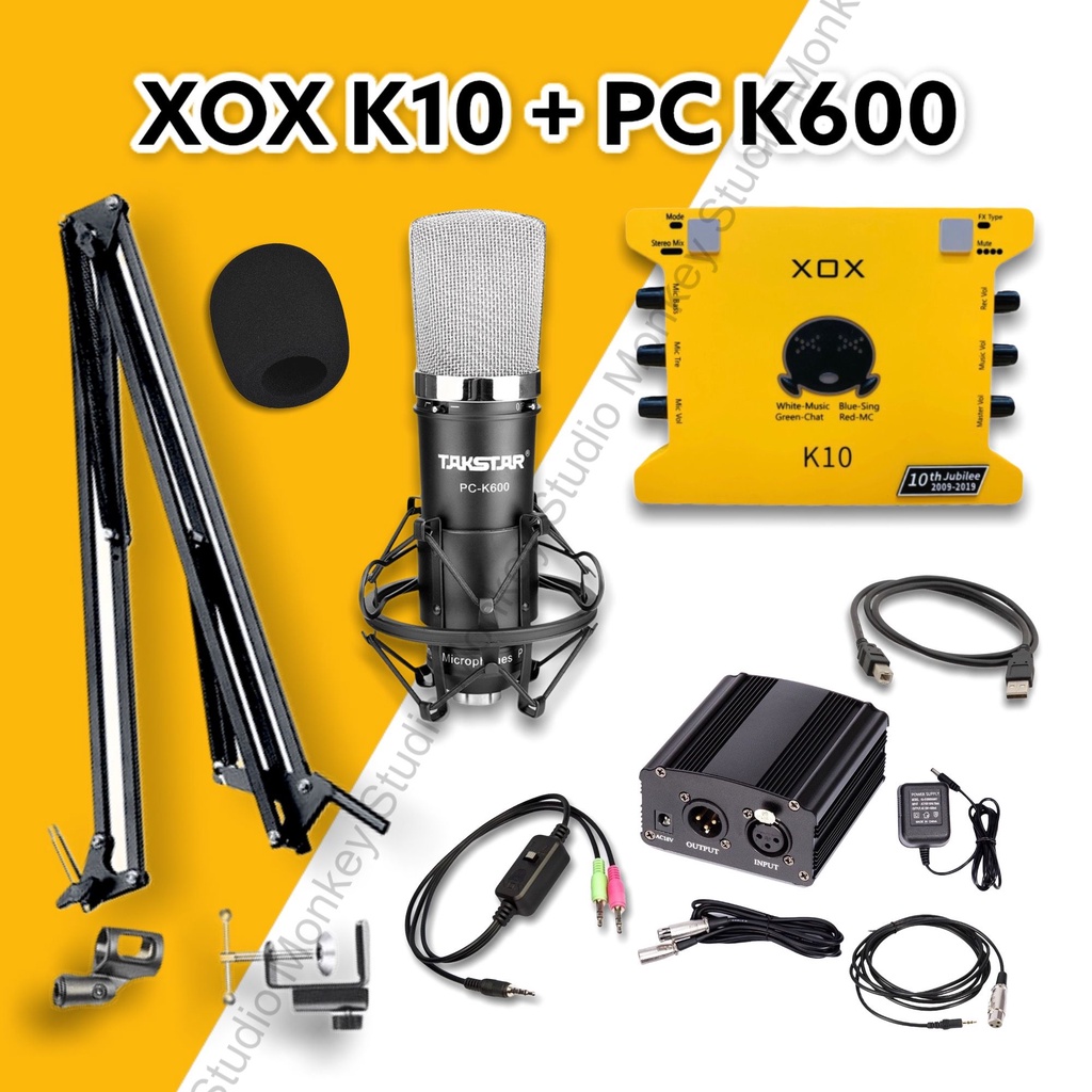 Bộ Combo Mic Thu Âm Hát Livestream Soundcard XOX K10 2020 &amp; Mic TAKSTAR PC K600 ⚡BH 1 NĂM⚡ Thu Âm Điện Thoại Máy Tính