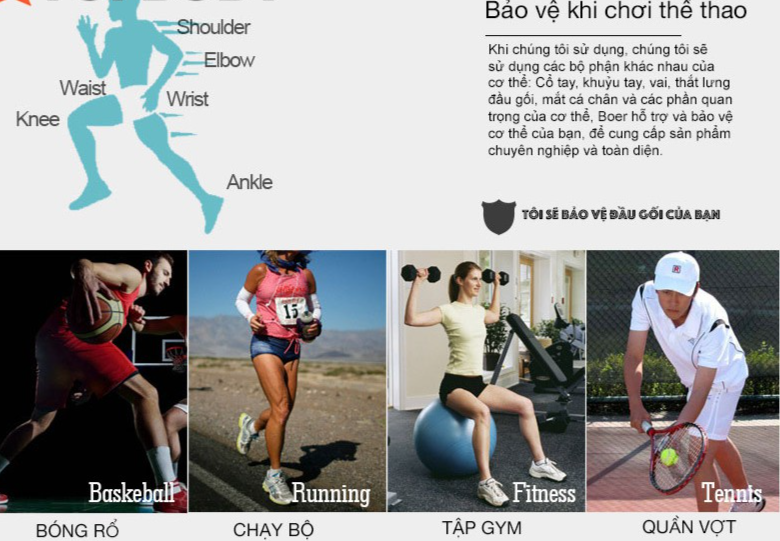 Đai bảo vệ khuỷu tay Boer Sport hỗ trợ khi tập gym, chơi thể thao, bóng chuyền, băng bảo vệ khuỷu tay nhập khẩu KICO