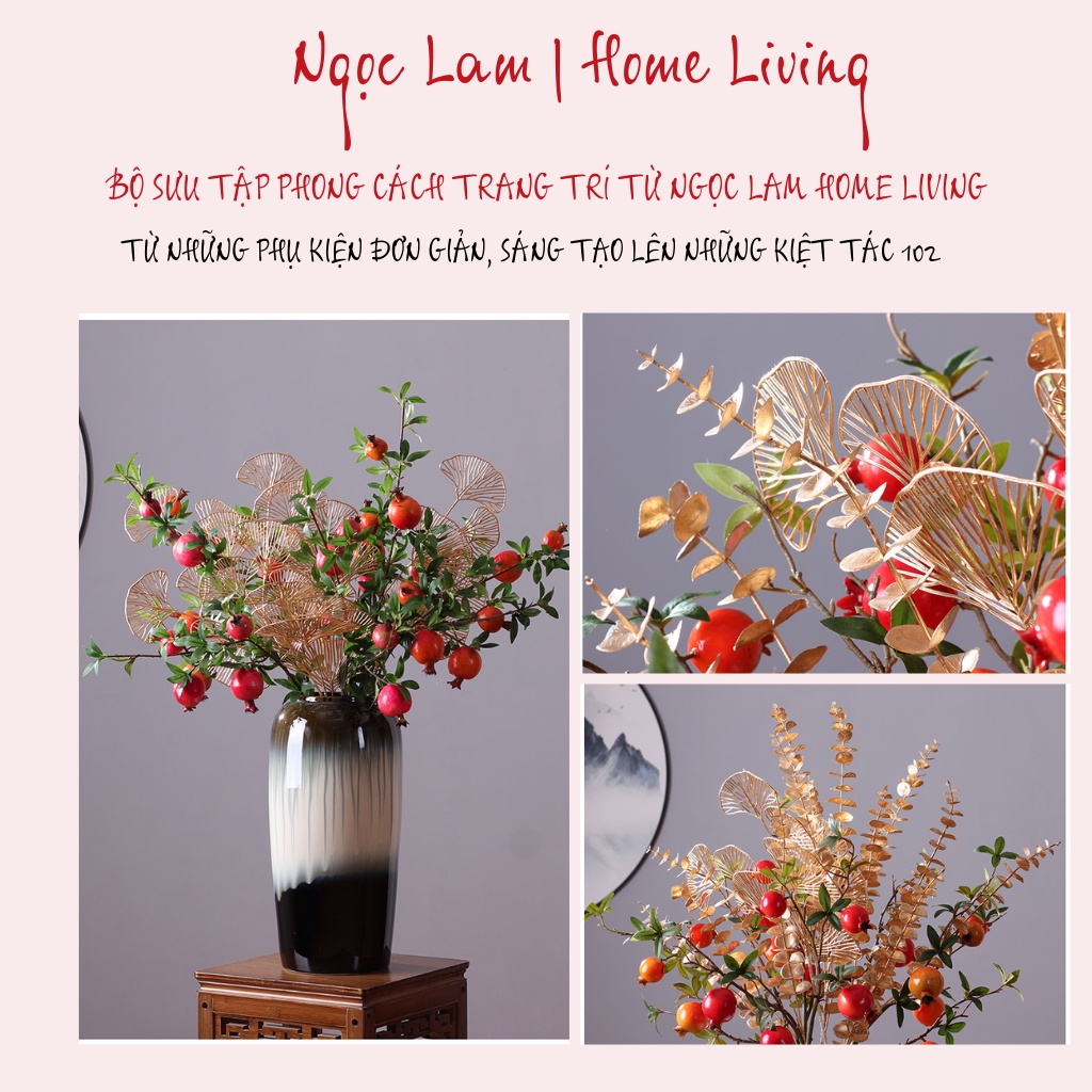 Cành lá dẻ quạt, cành lá tai chuột, cành lá lông công phủ nhũ vàng trang trí decor phòng ngủ, phòng khách, quán cafe
