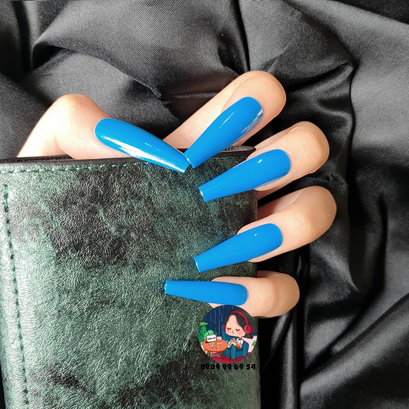 [ 1169 - 24 XANH CHIM CÔNG ] MÓNG CỨNG - SƠN BÓNG - Phom Thang Dài Xtra [Tặng Miếng Dán Và Dụng Cụ] Lẻ