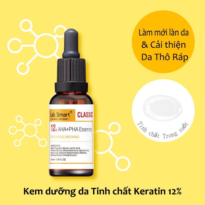 Tinh chất serum [VÀNG CLASSIC] 12% AHA + PHA tẩy tế bào da chết, giảm mụn trứng cá 30ml Dr Hsieh Lab Smart Đài Loan