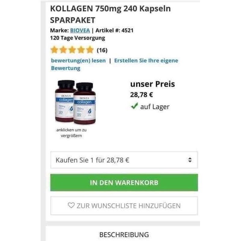 [Bill][ Date 2024] Collagen Đức 120 Viên Biovea 750mg uống được 4 tháng