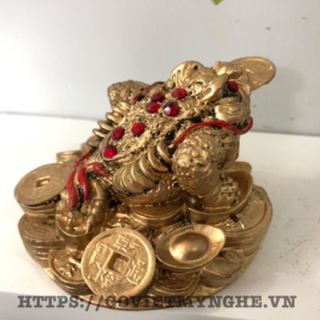 Tượng Đá Cóc Thiềm Thừ 3 Chân Phong Thủy N1 - Màu Nhũ Vàng - Size nhỏ - Cao 6cm | BigBuy360 - bigbuy360.vn