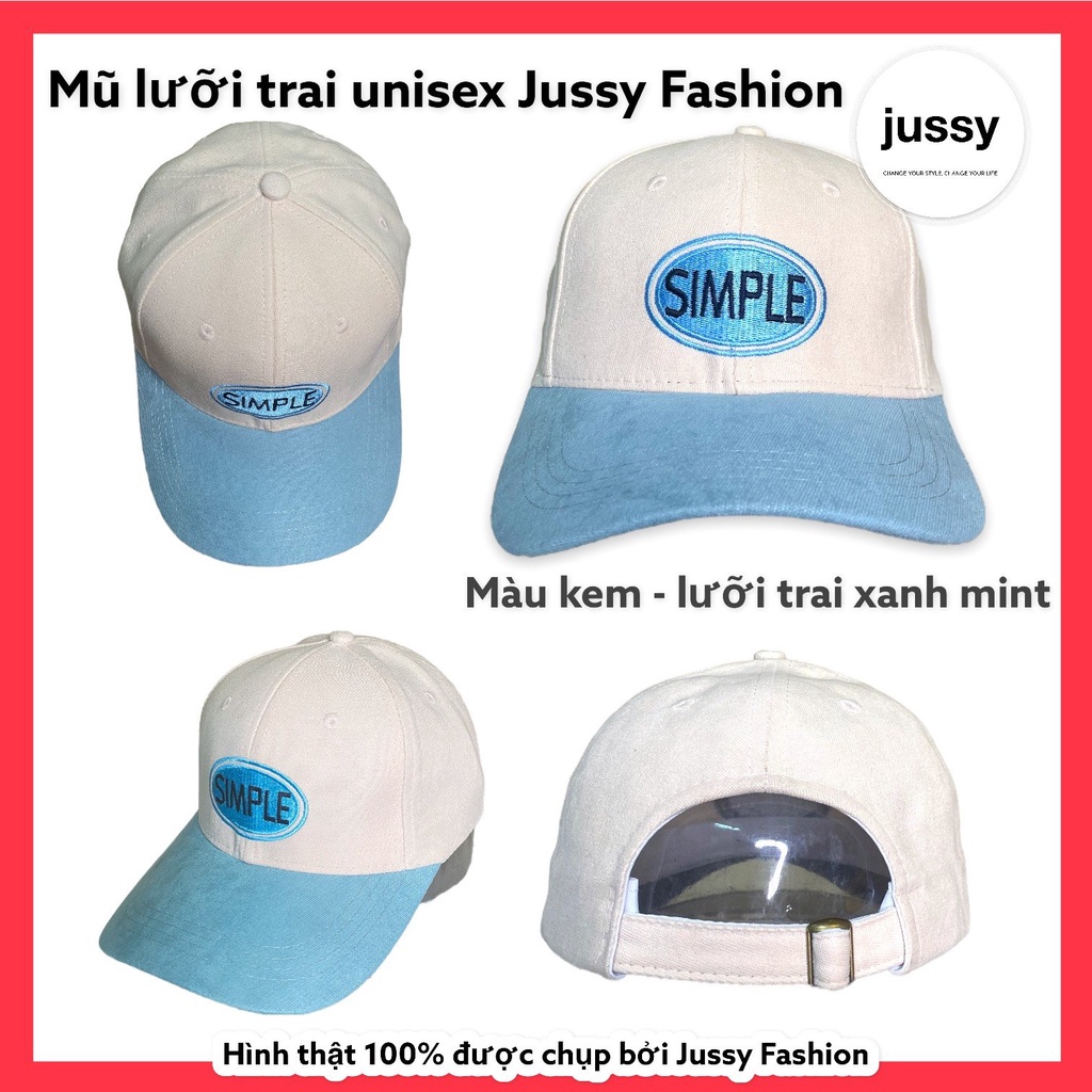 Mũ Lưỡi Trai Jussy Logo Simple Phối 2 Màu Cá Tính Hot Trend Phong Cách Nón Lưỡi Trai Hàn Quốc Form Mềm Chất Vải Nỉ