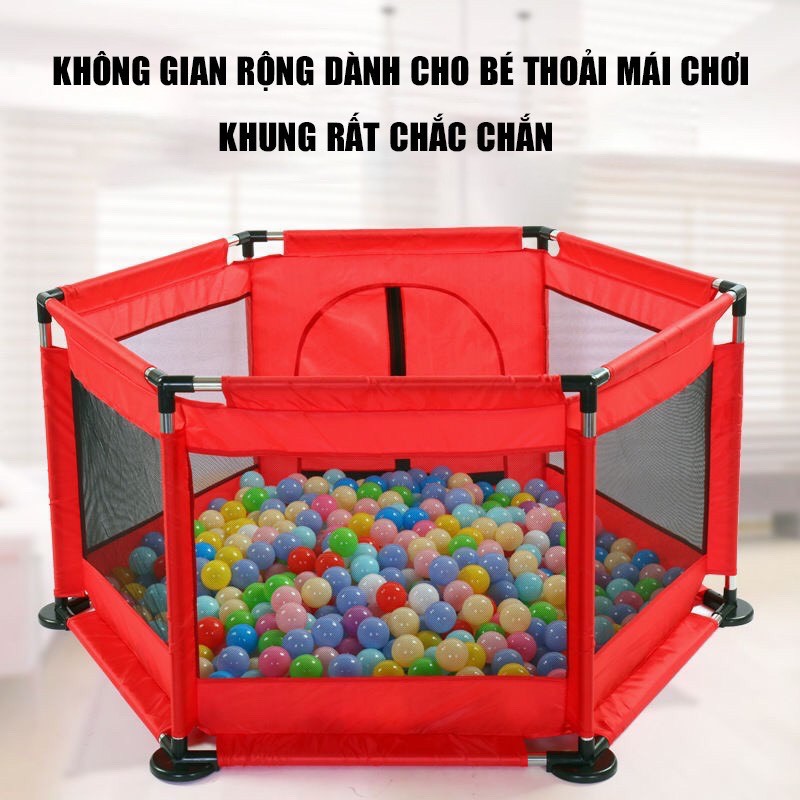 Quây bóng lục giác khung inox + tặng 10 bóng nhựa mềm