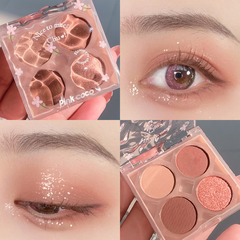 Bảng Phấn Mắt Pink Coco Tông Đất Màu Lì Và Nhũ Ngọc Trai