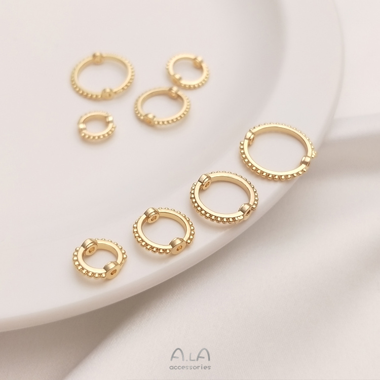 Set Nhẫn 14K Phối Ren Và Hạt Ngọc Trai Hai Lỗ Màu Vàng Đồng Diy