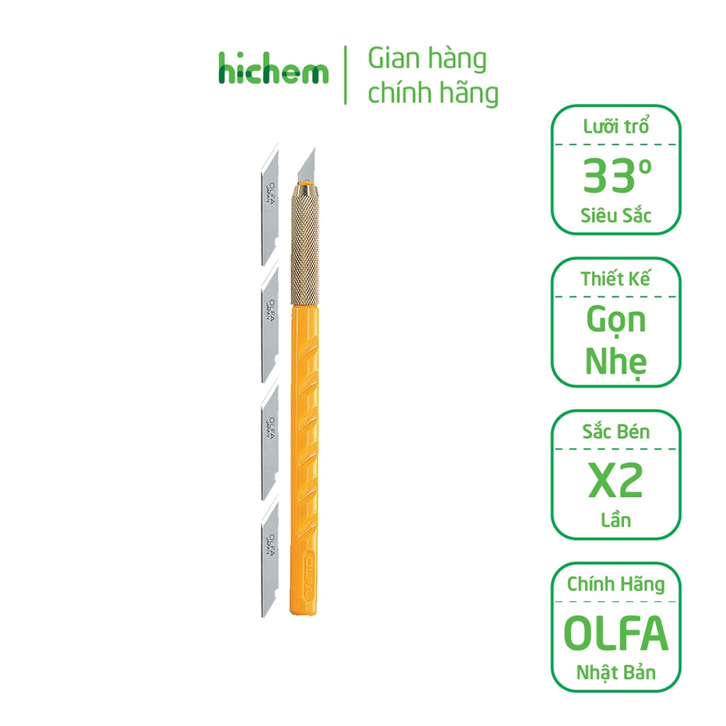 Dao Trổ OLFA AK-1/5B Cấu Trúc Gọn Nhẹ, Cán Có Khía, Cắt Chính Xác Tuyệt Đối 5 Lưỡi Đi Kèm