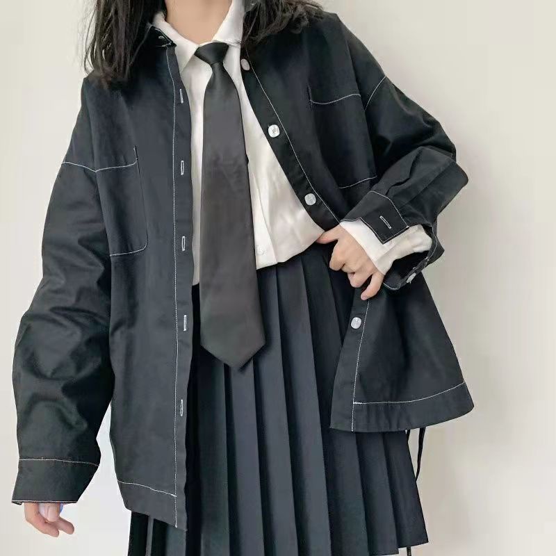 (MỚI) Áo sơ mi trắng tay dài dáng rộng phối túi độc đáo