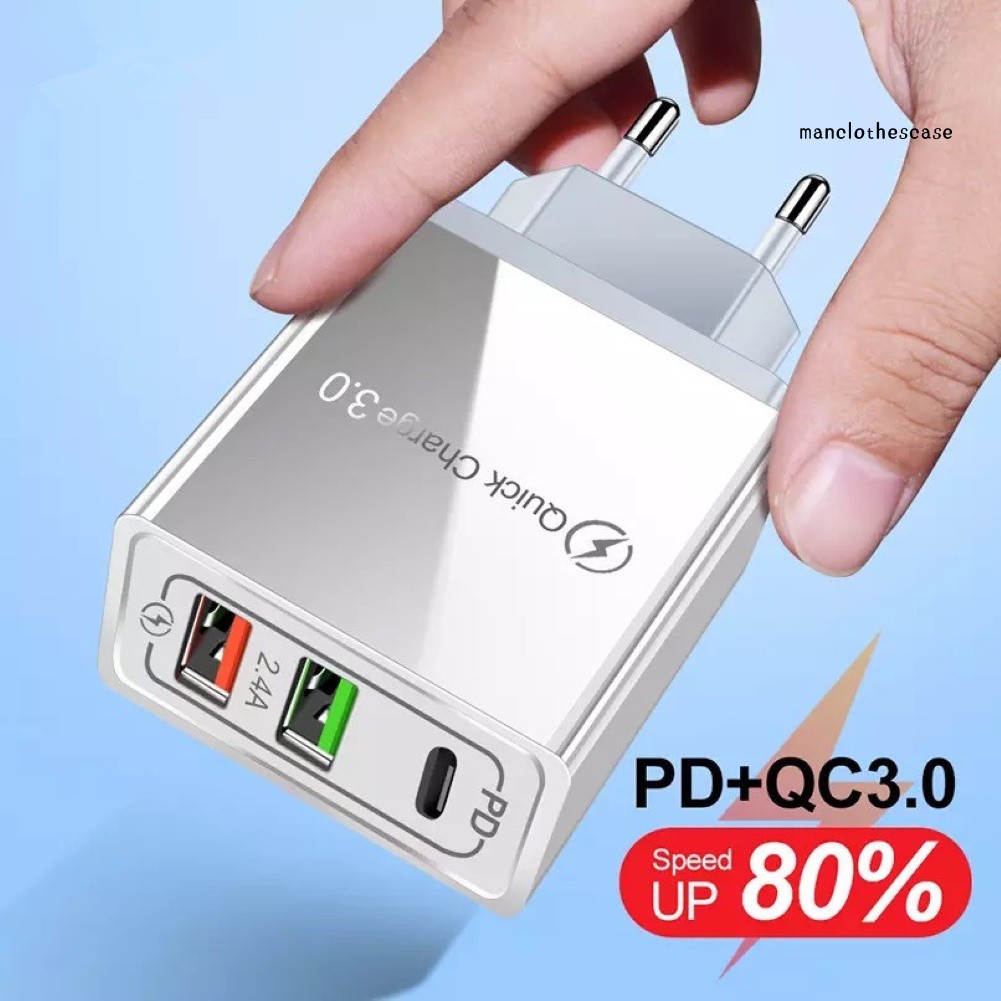 Củ Sạc Nhanh 3 Cổng Usb Pd 18w Qc3.0 Cho Điện Thoại