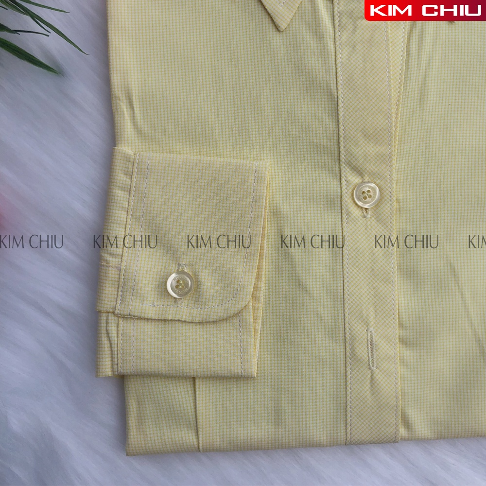 Áo Sơ Mi Nữ Công Sở Kẻ Caro, Form Mai An, Màu Vàng Tay Dài Vải Kate Mỹ Đẹp, Ít Nhăn Đứng Áo. HÀNG CHẤT LƯỢNG CAO. SMTD01
