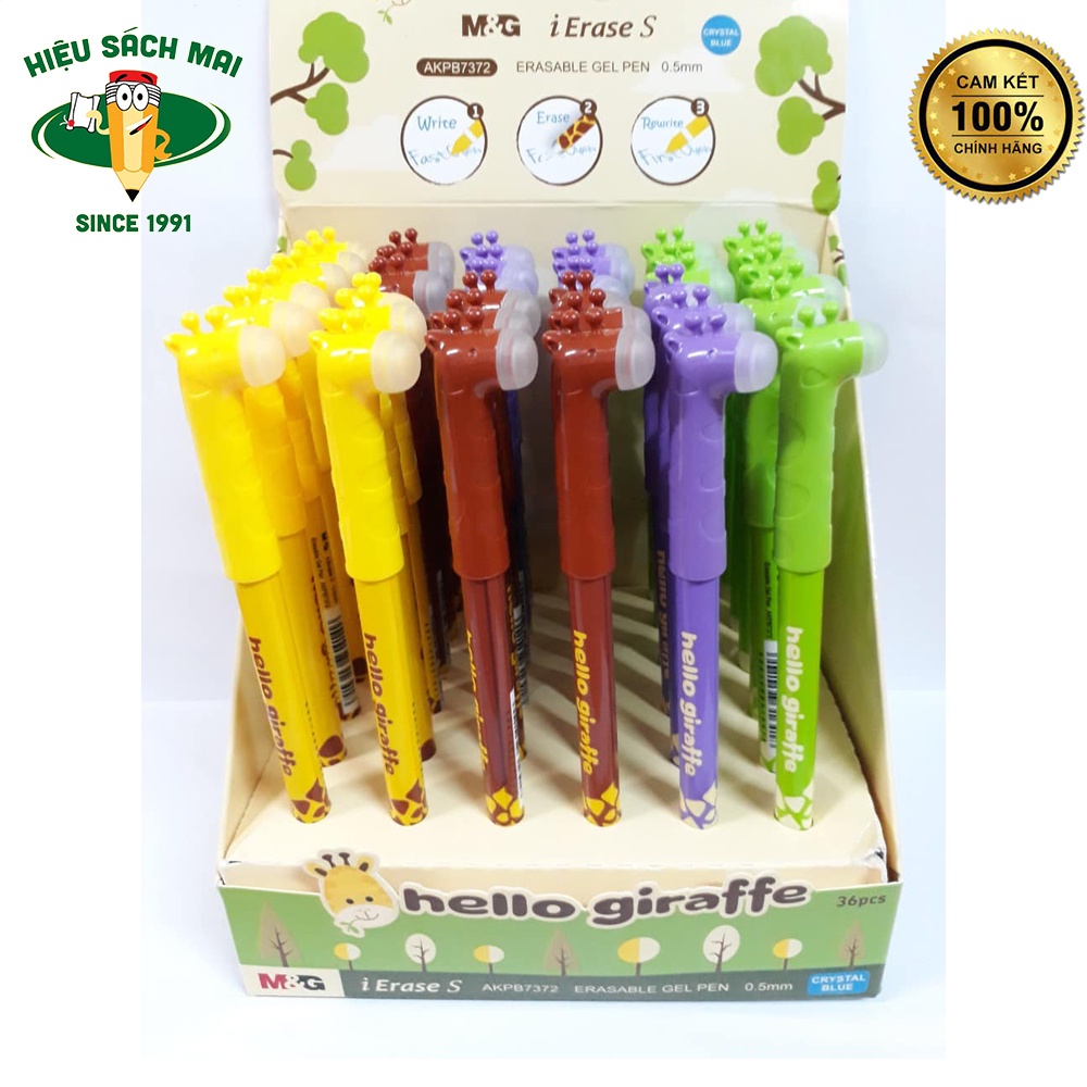 Bút nước xóa được 0.5mm mực xanh hello giraffe M&G AKPB7372