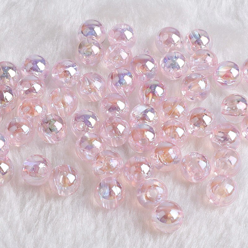 Hạt tròn acrylic rời màu kẹo cầu vồng dùng làm trang sức vòng cổ vòng tay thủ công 6 mm 8 mm 10 mm AB