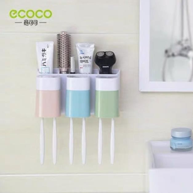 Kệ cắm chải 3 cốc ECOCO không cần khoan tường  1402