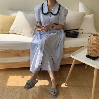 Đầm maxi cổ chữ V tay phồng thời trang cho nữ 35360
