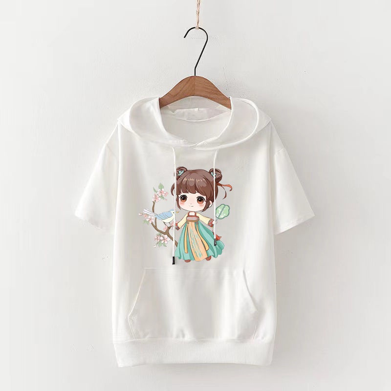 Mùa hè 2023 Phong cách Hàn Quốc Áo hoodie thời trang ngắn tay