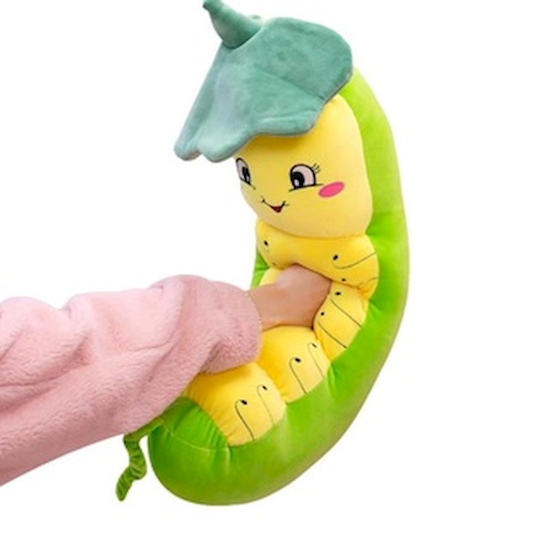 Gấu bông Sâu đội nón lá đáng yêu, Thú nhồi bông chú sâu xanh Cute, Gấu xinh Zick.vn