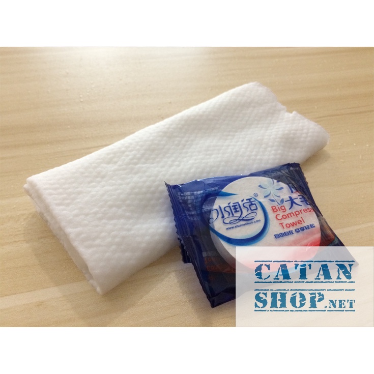 Khăn Du Lịch Cotton Dạng Nén Dùng 1 Lần (30 * 60 Cm), Thấm Nước Tốt Gd580 - Ktamn - Xanh