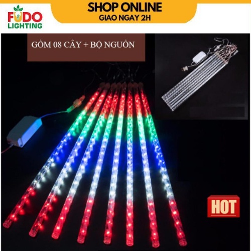 Đèn sao băng hiệu ứng giọt nước chùm kiểu, đèn chớp nháy đủ màu trang trí giáng sinh