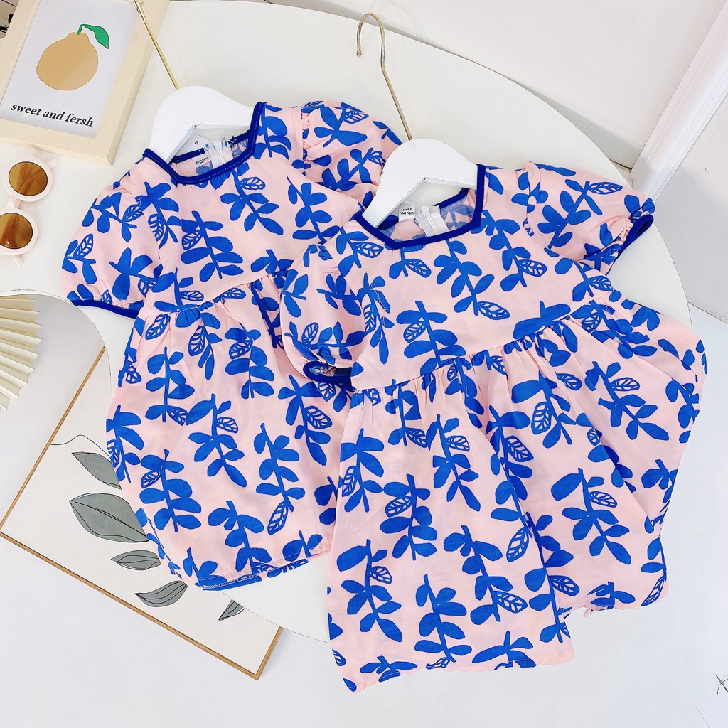 [V31] Váy Họa Tiết Hoa Sang Chảnh Cho Bé Gái Chất Liệu Vải Đũi Mềm Đẹp Đủ Size Từ 8-20Kg VNXK Nhật-Hàn