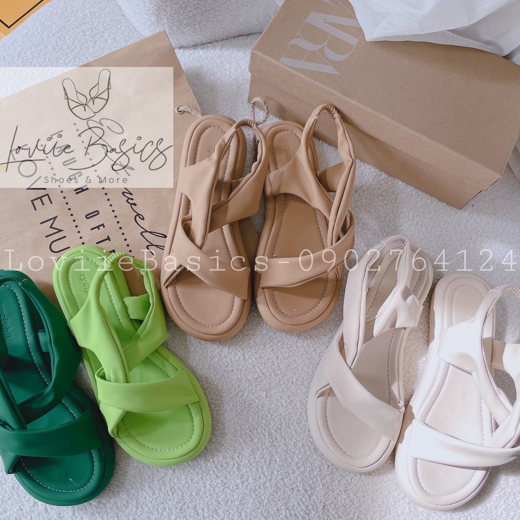 SANDAL XUỒNG LOVIIE BASICS - GIÀY THỜI TRANG NỮ PHONG CÁCH BÁNH MÌ HIỆN ĐẠI QUAI XOẮN BÊN ĐẾ BẰNG - S220838