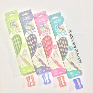 Hộp 12 bút chì chuốt định hình TẶNG KÈM CHUỐT HJ-6023 | 12 pcs HJ-6023 pencils with sharpeners