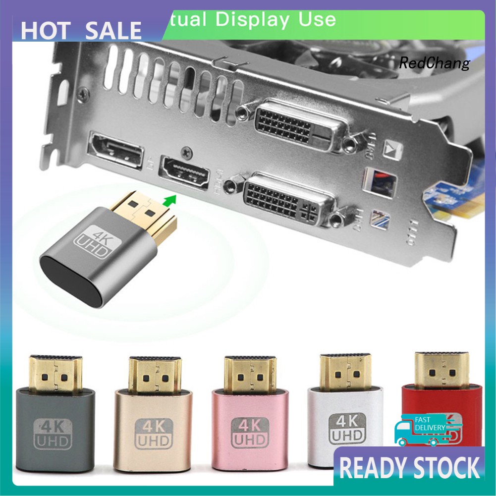 -SPQ- 2Pcs 4K HDMI DDC EDID Dummy Plug VGA Virtual Display Emulator Connector Adapter